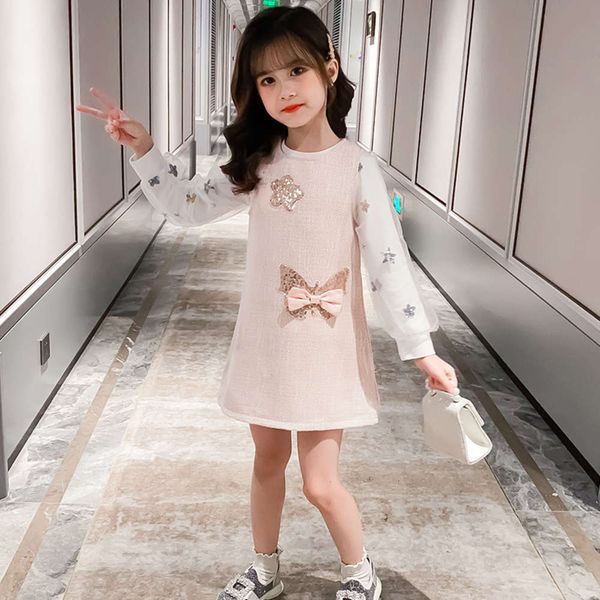 

korean girls' net new red 2020 children's strap skirt autumn drs two piece suit, Red;yellow