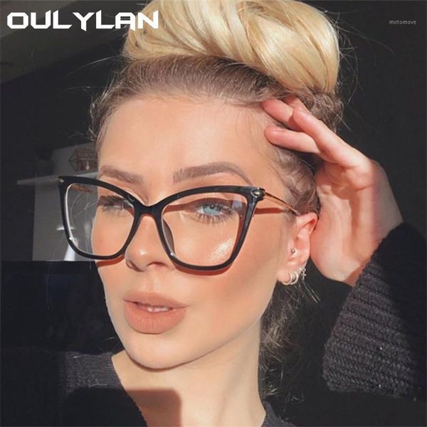 

fashion sunglasses frames oulylan 2021 cat eye glasses women myopia spectacles frame clear lens fake men vintage optical eyewear1, Black