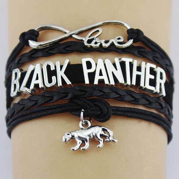 

infinity love black panther leopard charm wrap bracelets braid charms bracelet gifts for women & men bracelets jewelry, Golden;silver