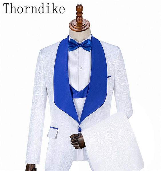 

thorndike men suits design white jacquard men suit shawl lapel tuxedo formal groom blazer slim fit 3 piece suit for wedding, White;black
