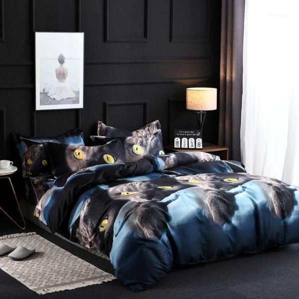 

bedding sets 3d set king  twin duvet cover set,bed animal black cat eyes1