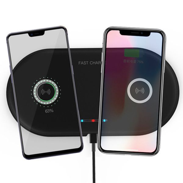 

10w / 5w ци двойной зарядки super slim для iphone 11 xr xs max samsung s10 fast wireless charger pad