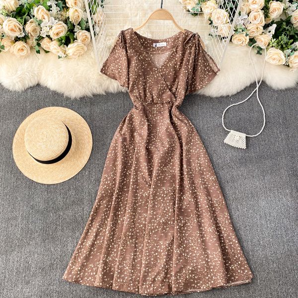 

2021 new singiny female vintage floral print summer neck the line holiday beach dressed style 0x7k, Black;gray