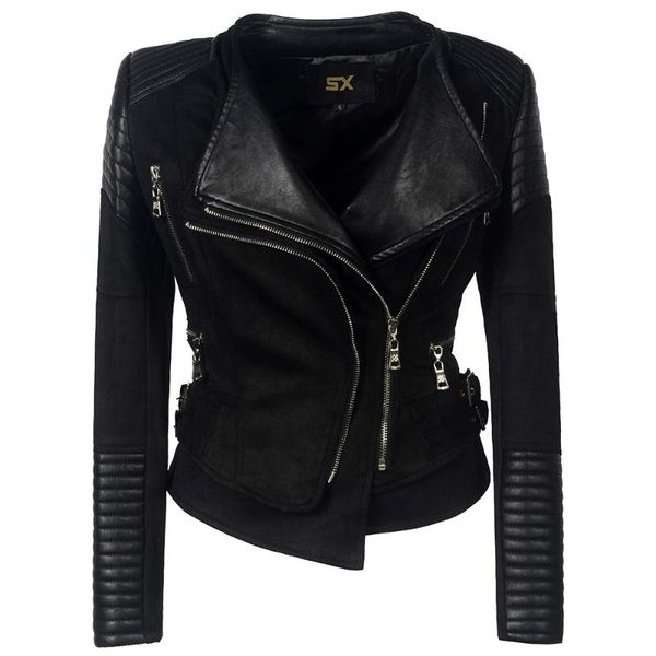 

chamois gothic faux leather pu jacket women winter autumn fashion motorcycle jacket black faux leather coat outerwear nice
