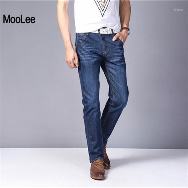 

2021 jeans men thin light cotton denim fashion brandjeans casual middle waist loose long pants summer solid straight slim jeans1, Blue