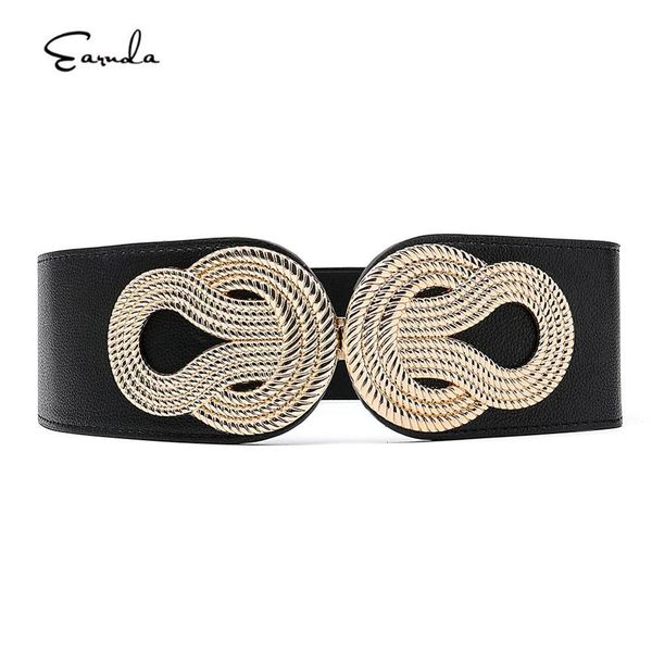 

earnda womens elastic stretchy dress belt retro wide waist cinch belts, Black;brown