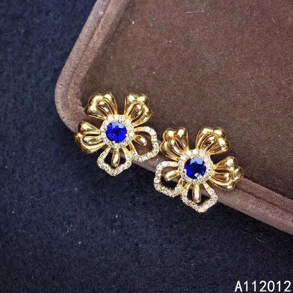 

stud kjjeaxcmy fine jewelry natural sapphire 925 sterling silver exquisite girl earrings ear studs support test selling, Golden;silver