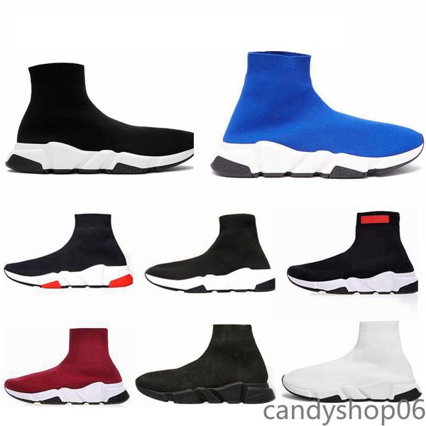 

2020 new paris speed trainers knit sock shoe original luxury designer mens womens sneakers high casual shoes ca, Black