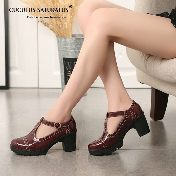 

cuculus women pumps black high heels lady leather thick with spring summer pointed single shoes female sandals 34-41 1081 y200323