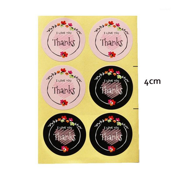 

gift wrap 120/240pcs thanks seal sticker birthday wedding party candy box decor 4cm pink black round garland supplies1