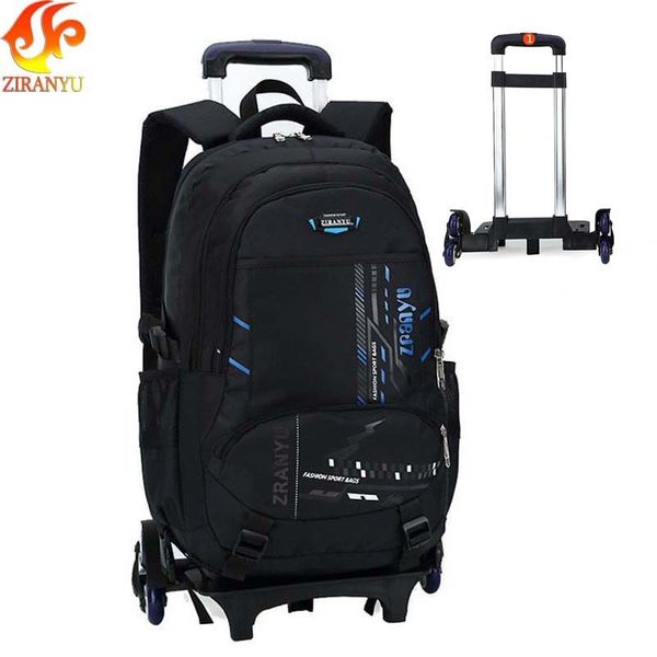 

ziranyu high-capacity student shoulder backpack rolling luggage children trolley suitcases wheel cabin travel duffle school bag y200706