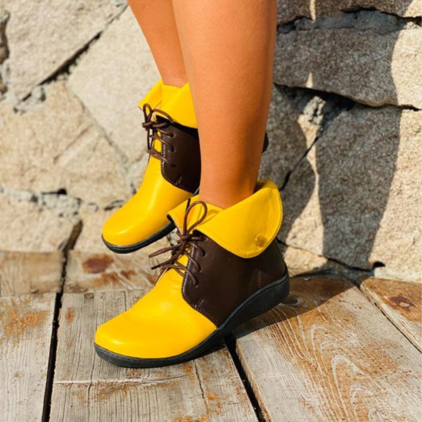 

2020 chunky boots fashion turned-over edge platform boots for women ankle female sole pouch boot autumn winter botas mujer, Black
