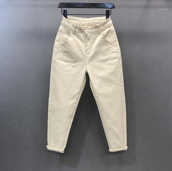 

2020 new spring fashion all-match women jeans solid color loose female high waist stretch harem pants plus size 26-32 r581, Blue