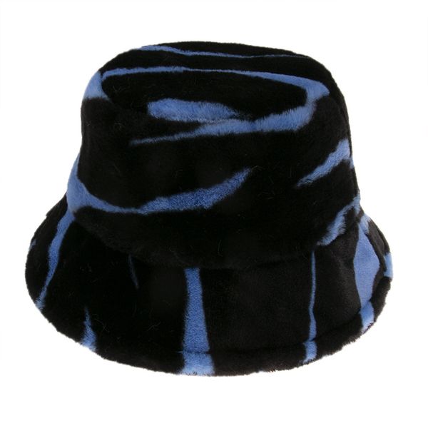 

beanie/skull caps horse pattern fisherman ha fleece lined thickness bucket hat outdoor keep warm all-match net red sunbonnet, Blue;gray