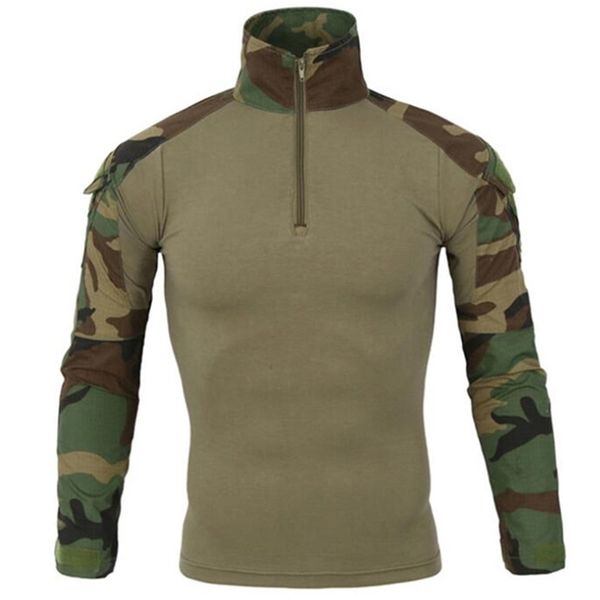 Camisetas Homens Camuflagem Ao Ar Livre Camuflagem Longa Rã T-shirt Military Ciclismo Treinamento T-shirt Tactical Tactical Tactical T-shirts 5xL 220304