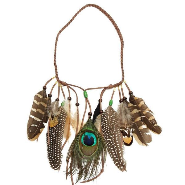 

mytl-indian hippie feather headband tassels waistband headdress fancy dress carnival mytl-india qylfcg