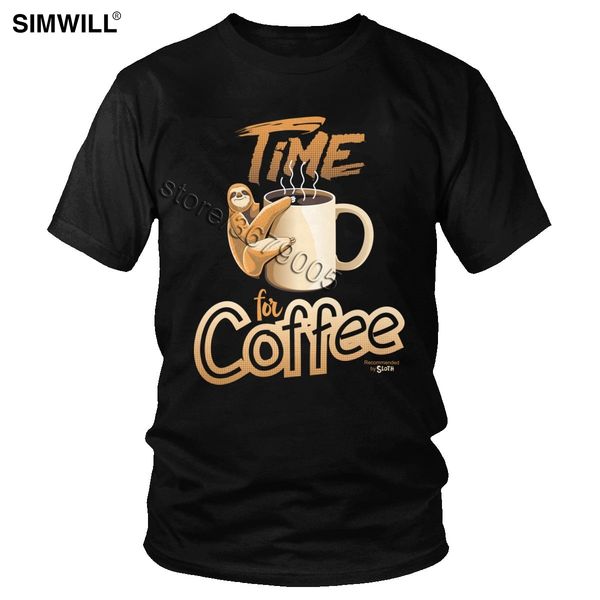 

funny sloth coffee time tee fashion graphic pure tshirt men's short sleeves leisure casuat plus size hooded sweatshirt hoodie men t shi