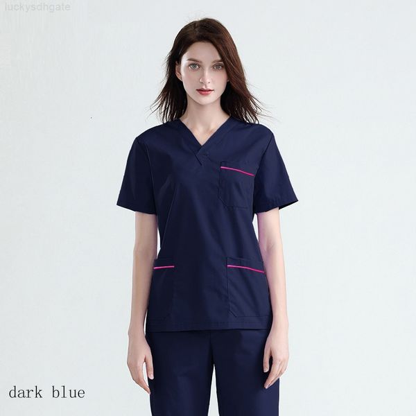 

scrub plug v size s-4xl neck women short sleeve workwear clothing spa work uniforms pharmacy clinic costume cotton, White