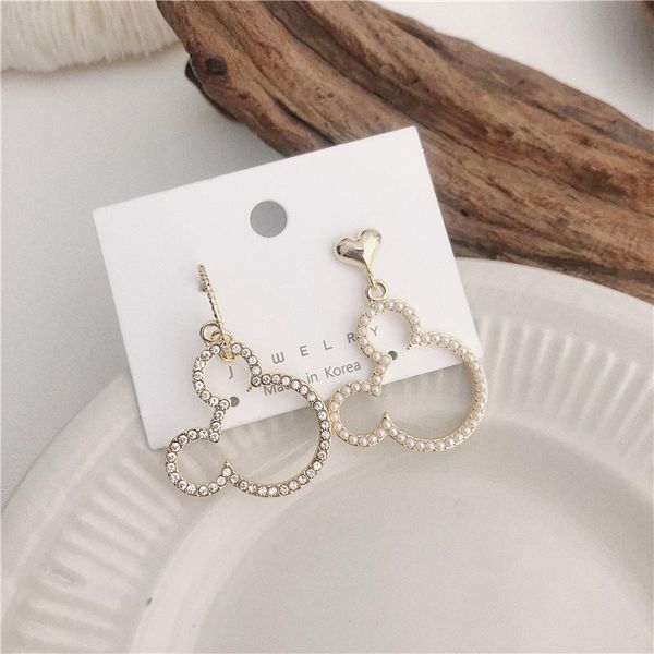 

Stud Earrings Cute Mouse Earring for Women Crystal Studs Ear Jewelry Luxury Zircon Earring Prevent Allergy Children, Silver