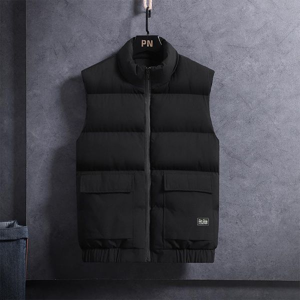 

men's vests vest men jacket cotton coat fashion winter thick warm casual large size zipper mens, Black;white