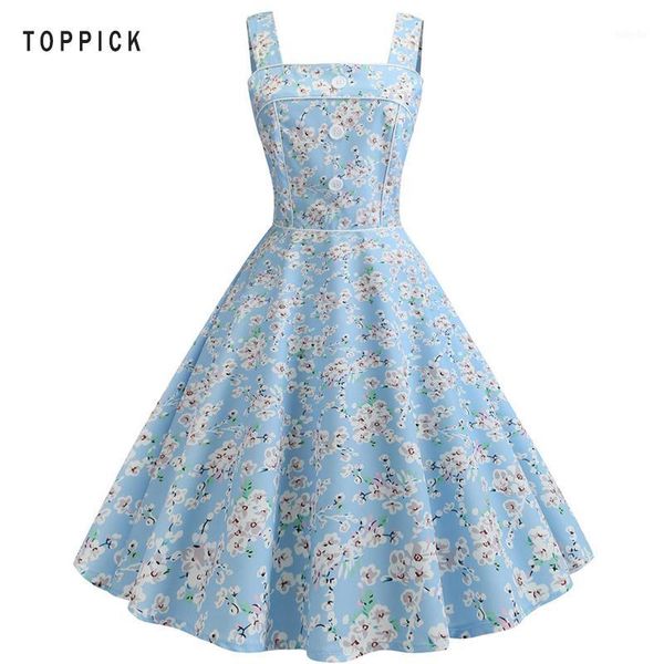 

small flower print vintage sleeveless summer dress women party dress button 50s rockabilly casual beachwear dresses vestido1, Black;gray