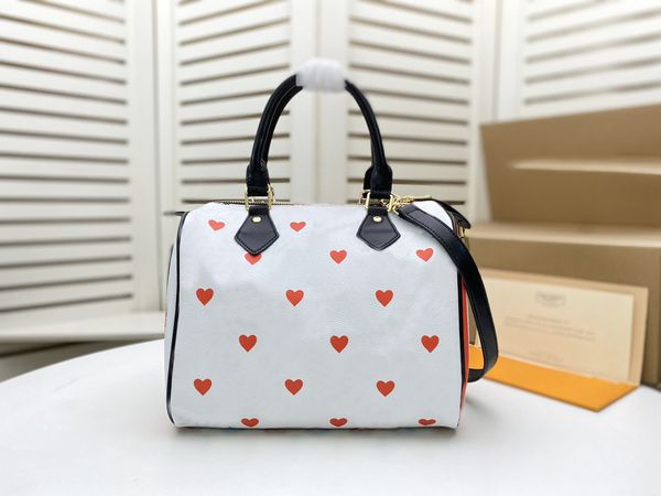 

fashion leather hearts high 25 handbag bucket quality leisure trimming shoulder women tote bag bag speedy portable versatile crossbody ojeb, Red;black