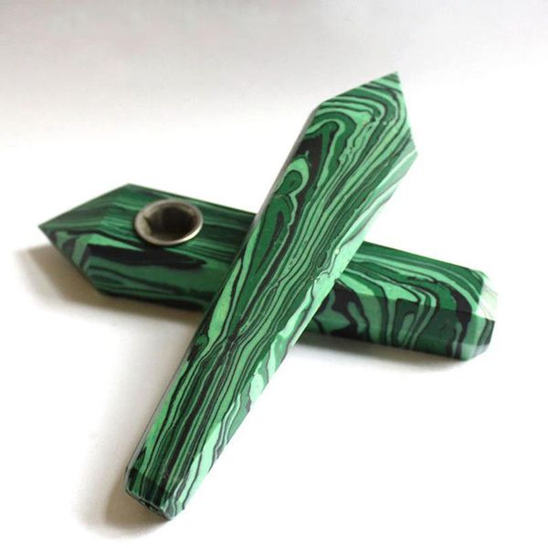 

wholesale 1pc natural malachite quartz crystal pipe tobacco stick cigarette healing whole qylujb, Black