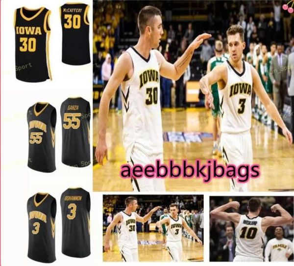 

ncaa college iowa hawkeyes basketball jersey michael baer 1 joe toussaint 10 wieskamp 13 austin ash custom stitched, Black