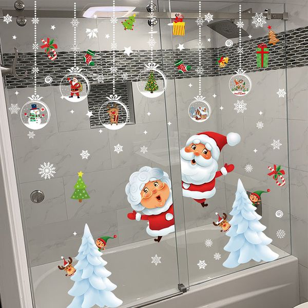 

newglass decal santa claus snowflake wall stickers for kids rooms new year christmas window ornaments decorations
