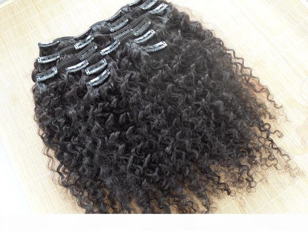 

wholesale new star brazilian human hair extensions kinky curly clip in hair weaves natural black color 9 pcs one bundle