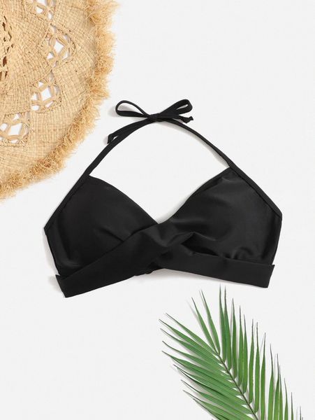 

plus halter bikini t4s6#, Black