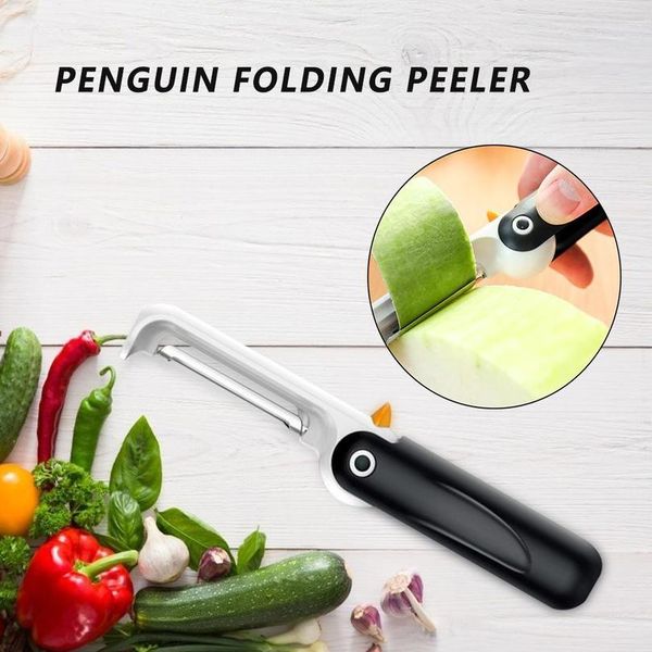 

stainless steel peeler fruit vegetable vertical penguin shaped foldable peeler non-slip handle slicers kitc bbyihj
