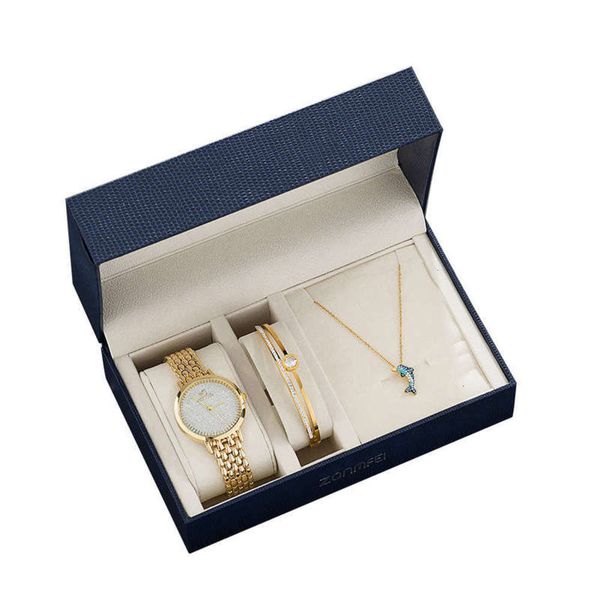 

bracelet fashion wristwatch women's stainless steel quartz diamond combination watch set ecph, Slivery;brown