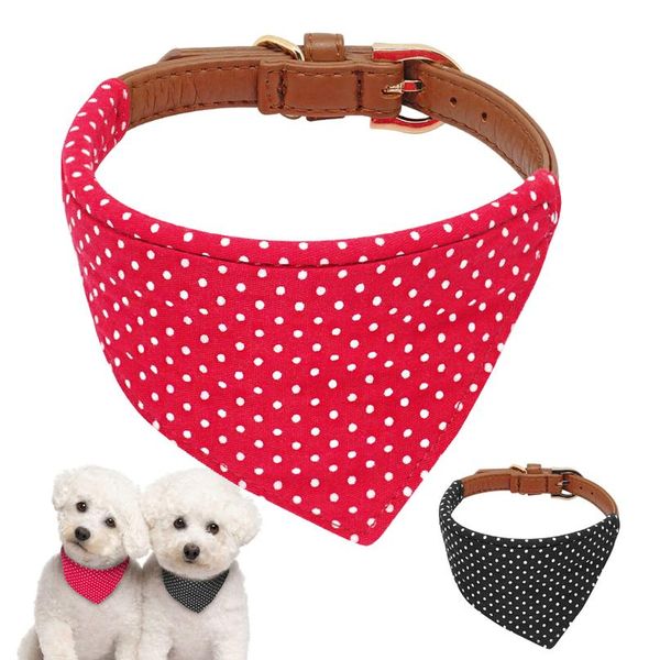 

pet dog cat bandana collar adjustable leather dog collars puppy cat scarf neckerchief pet accessories tie for small med sqcgew