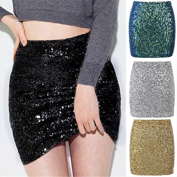 

women high waist sequin glitter mini skirt bodycon slim fit pencil skirts ladies mini skirt, Black