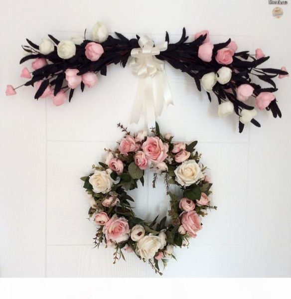 

handmade wreath simulation flower door trim wedding party home decoration artificial rose garland hanging door wreath
