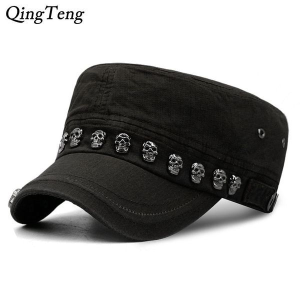 

hip hop черепа плоские шляпы punk rivet кольцо мужчины army hat прохладный женщина повседневная baseball cap brand встроенные шляп новогодни, Blue;gray