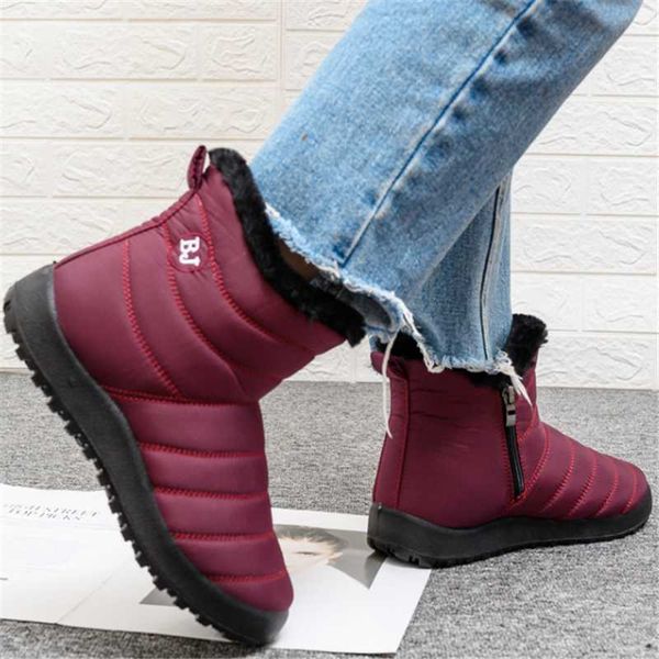 

2020 new women boots waterproof winter boots women low heels snow for qui lted winter shoes warm ankle bottines, Black