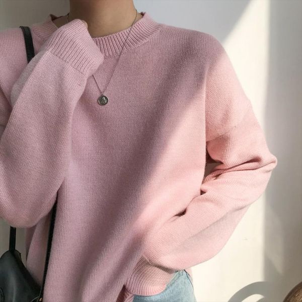 

autumn womens sweaters 2020 winter clothes women harajuku style korean fashion personality retro warm pink knitted sweater women, White;black