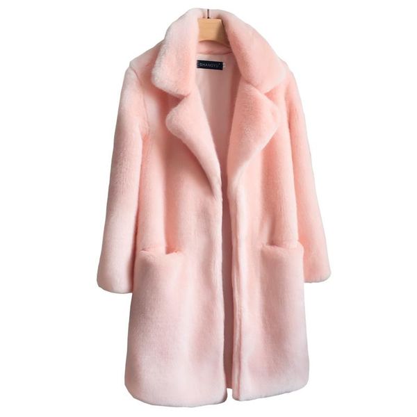 

trending products plush famale jacket elegant fur coat women winter jacket imitation mink coat warm outwear 1904, Black