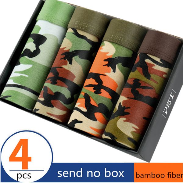 

4 pieces camo men's underwear modal men boxer shorts plus size boxer tide men camouflage boxer homme cueca underpants 201009, Black;white
