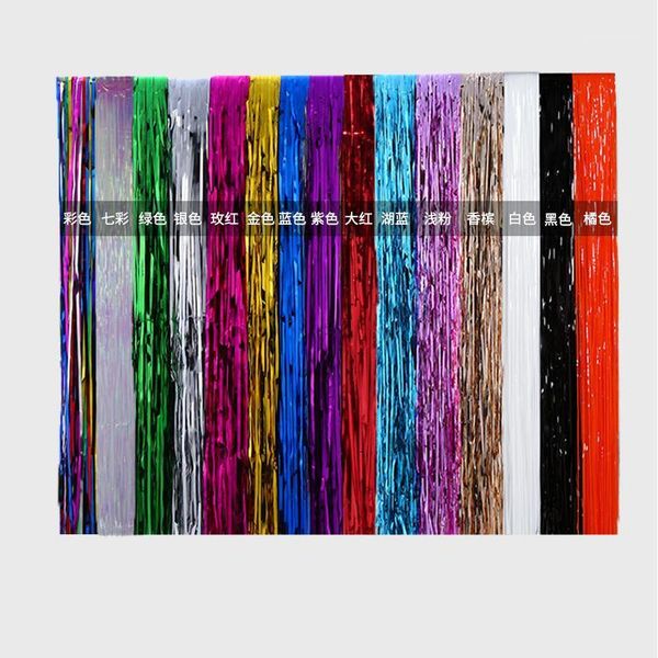 

1x2m metallic foil tinsel fringe curtain door rain home room wedding party stage backdrop background props1