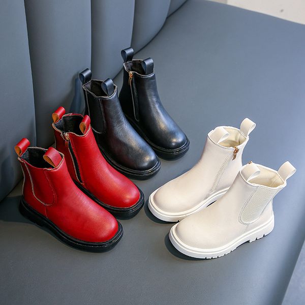 

autumn kid shoes boot children student martin girls fashion zip ankle-high soft non-slip boots ssj117, Black