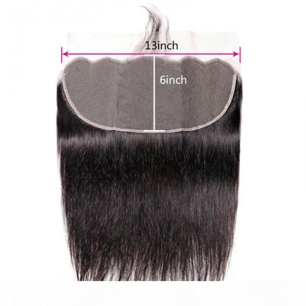 

straight hair 6x13 lace frontal hair closure with baby hair 100 virgin short human for black women, Black;brown