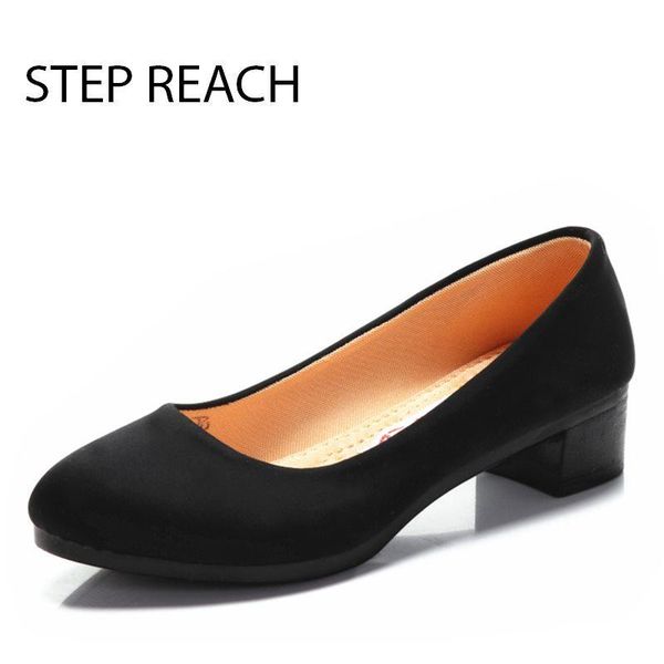

stepreach brand shoes woman zapatos mujer women high heels pumps ladies basic mary janes rubber slip-on casual black saltos