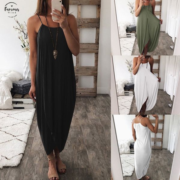 

female summer loose elegant holiday casual party beach dress womens sleeveless strap irregular split dress vestidos verano, Black;gray