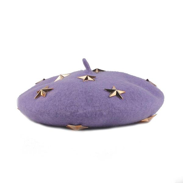 

flb] 2018 baby kids autumn winter hats children wool berets boys girls stars fashion cap children's painter cap french cap f160 sqcdkz, Black;white