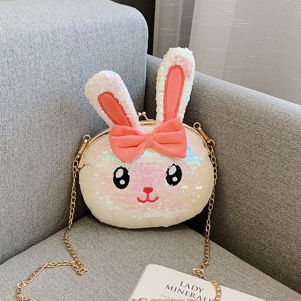 

female bag fashion design shoulder bag,cartoon style bunny bear sequin chain bag mini mobile phone bag, coin purse girl student bag, Black;red