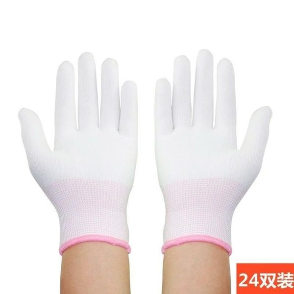 

gloves labor rubber protection thin semi rubber hands ultra thin wear-resistant soft thin tight work nylon gauze women, Blue;gray