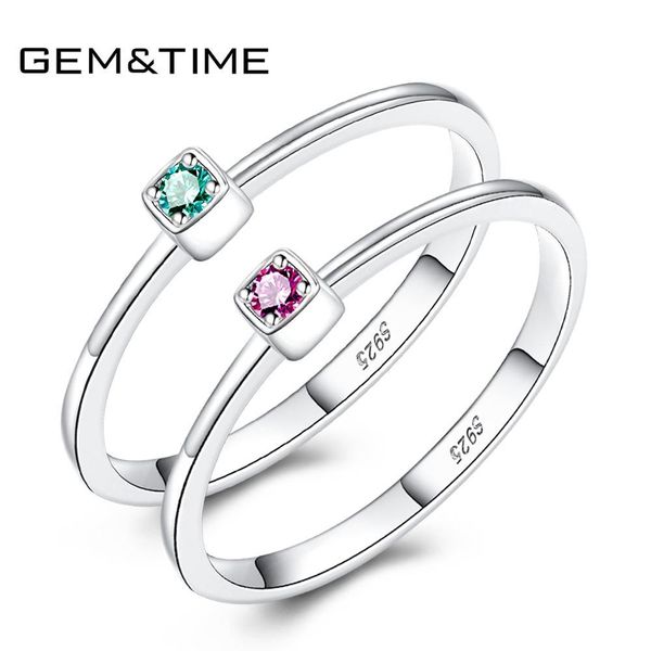 

gem&time real sterling ring gree red z for women gemstone engagement rings silver 925 jewelry anillos mujer, Black